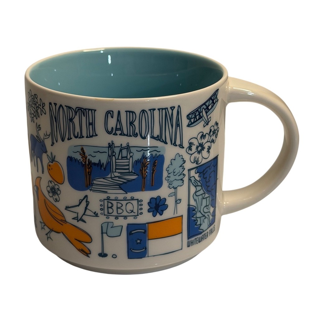 Starbucks Mug North Carolina Been There Series Globe Collection Blue 14oz Travel